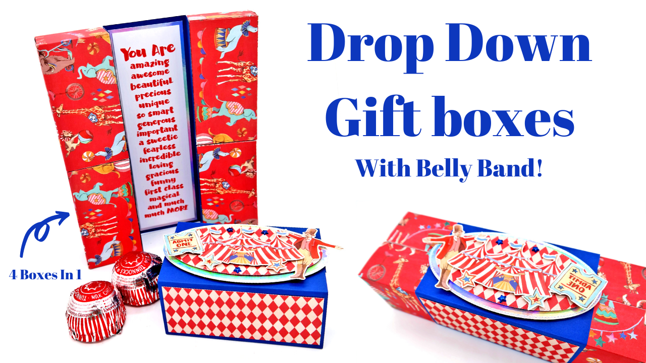 Drop Down Gift Boxes with Belly Band